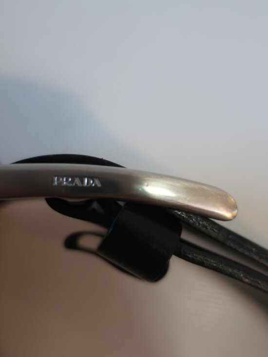 Prada Mens Navy Saffiano Leather Belt Silver Oval Buckle  Mens Prada Black Leather Belt With Silver Buckle Size 36/90 **